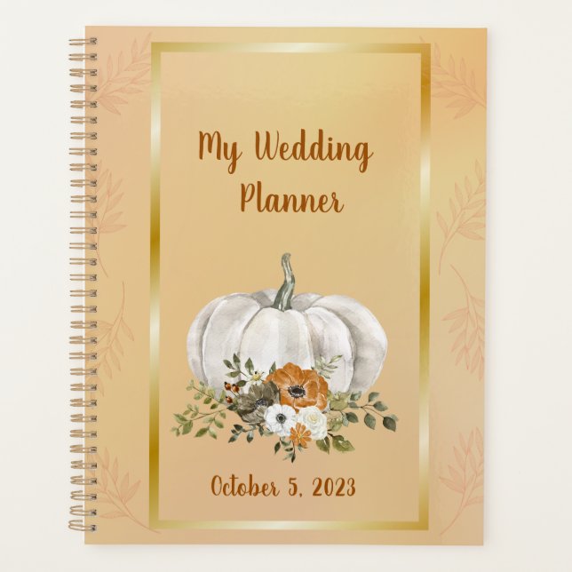 Fall White Pumpkin Wedding  Planner (Front)