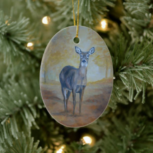 Fall Whitetail Deer Art Ornament