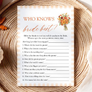 Fall Who Knows The Bride Best Bridal Shower Game Invitation