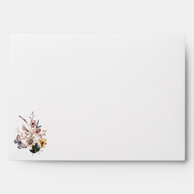Fall Wild Flowers Bouquet Wedding Envelope (Front)