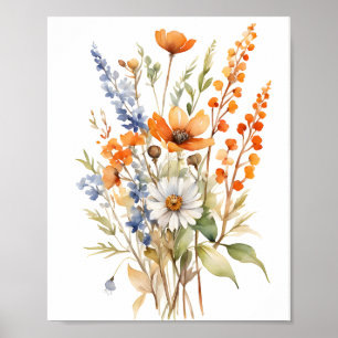 Fall Wild Flowers, Warm Autumn vibes Poster