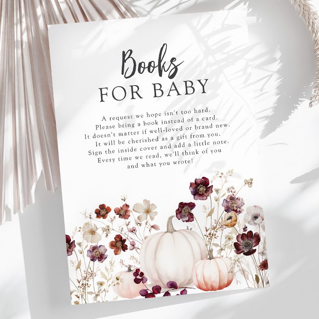 Fall Wildflower Baby Shower Books for Baby Enclosure Card (Creator Uploaded)