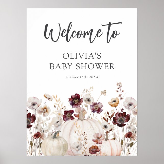 Fall Wildflower Baby Shower Welcome Sign (Front)