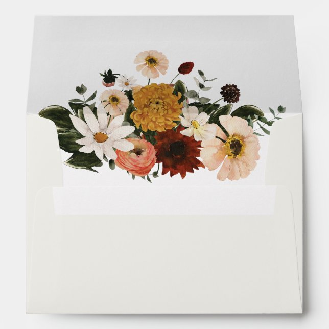 Fall Wildflower Boho Wedding Envelope (Back (Bottom))