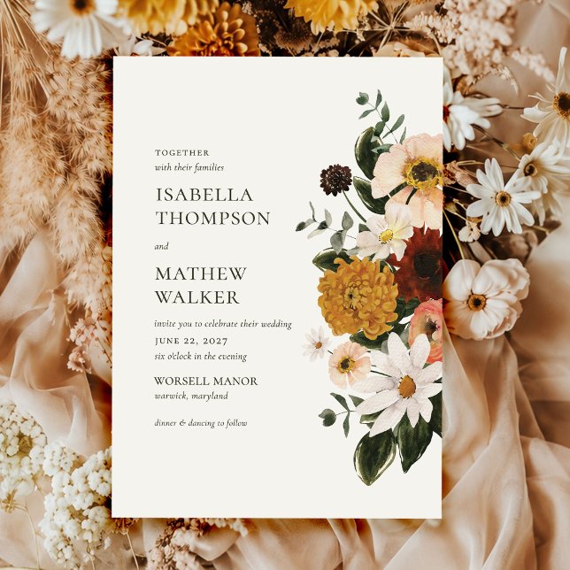 Fall Wildflower Boho Wedding Invitation (Creator Uploaded)