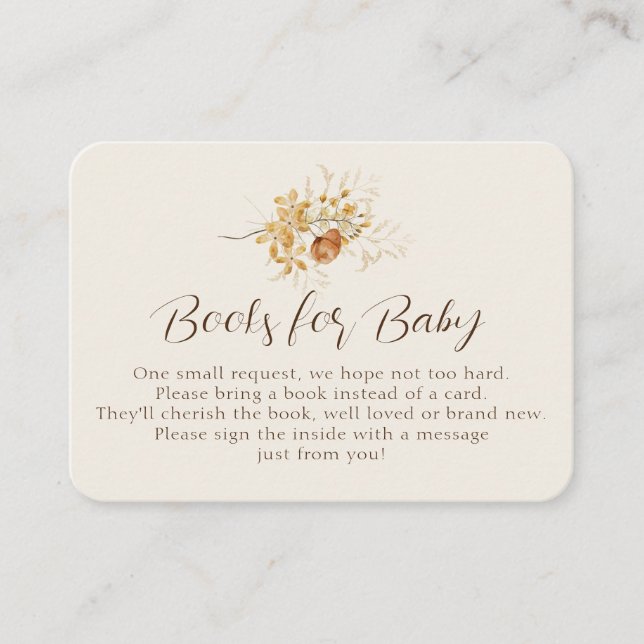 Fall Wildflower Books for Baby Shower Insert (Front)