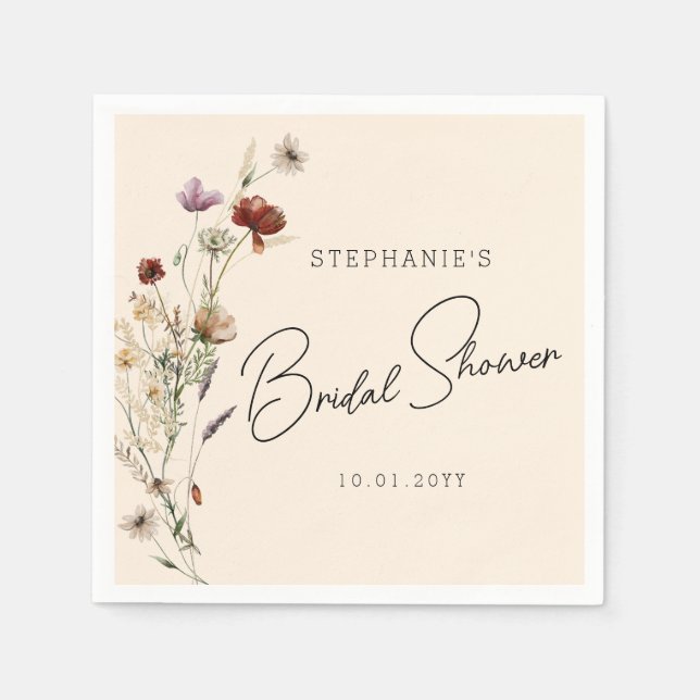 Fall Wildflower Bridal Shower Napkin (Front)
