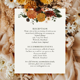 Fall Wildflower Burgundy Boho Wedding Details Enclosure Card