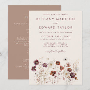 Fall Wildflower Field All In One Wedding Invitation