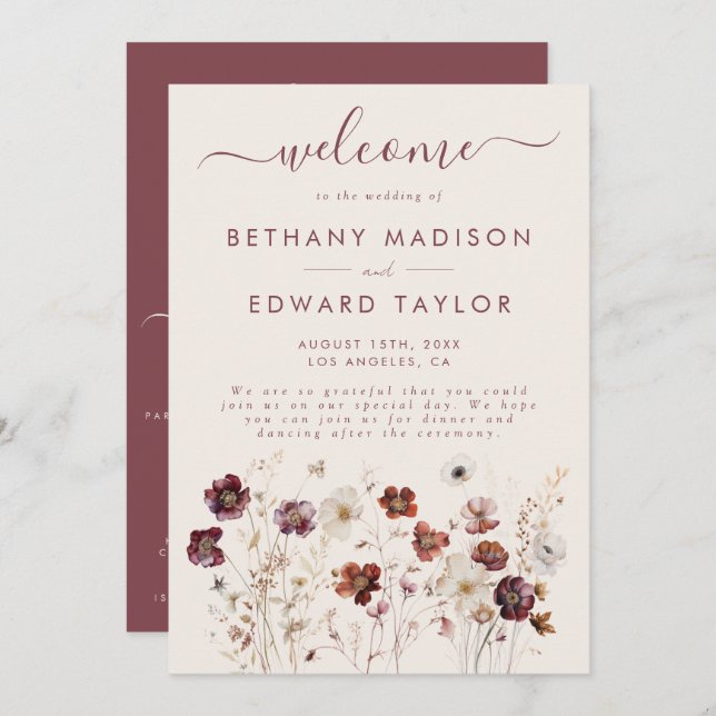 Fall Wildflower Field Beige Wedding Programme (Front/Back)