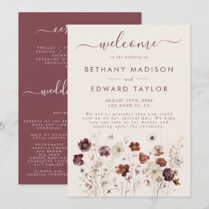Fall Wildflower Field Beige Wedding Programme