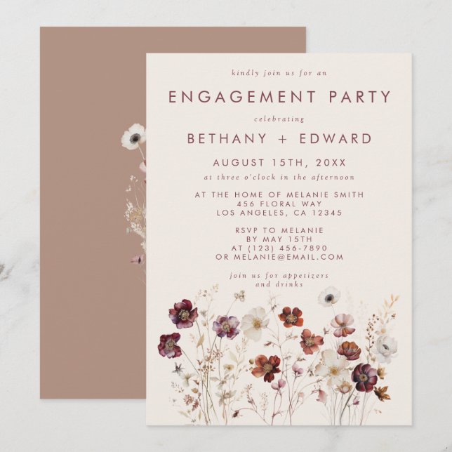 Fall Wildflower Field Engagement Party Invitation (Front/Back)