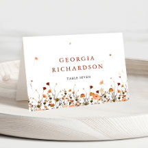 Fall Wildflower Garden Boho wedding Place Card