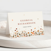 Fall Wildflower Garden Boho wedding Place Card