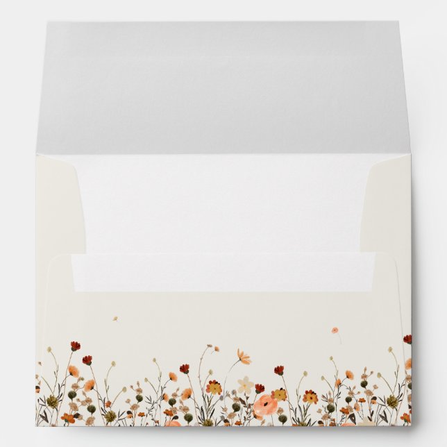 Fall Wildflower Garden Floral Boho Chic wedding Envelope (Back (Bottom))