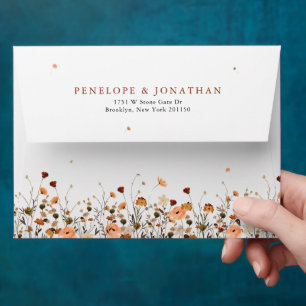 Fall Wildflower Garden Floral Boho Chic wedding Envelope