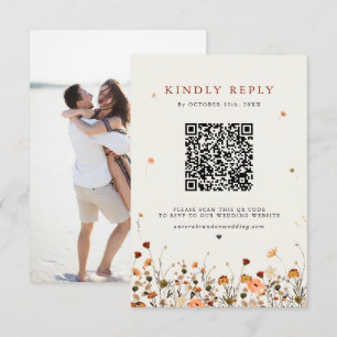 Fall Wildflower Garden Floral Boho Chic wedding RSVP Card