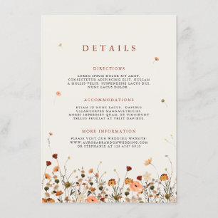 Fall Wildflower Garden Floral Boho Wedding Details Enclosure Card