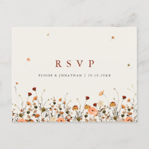 Fall Wildflower Garden Floral Boho wedding RSVP Postcard