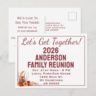 Fall Wildflower Get Together Reunion Postcard