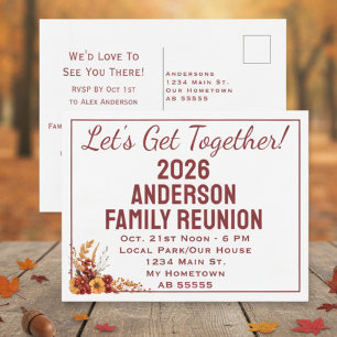 Fall Wildflower Get Together Reunion Postcard