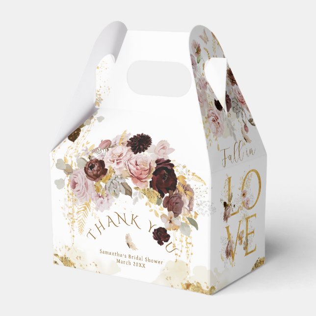 Fall Wildflower Gold Floral Bridal Shower Favour Box (Front Side)