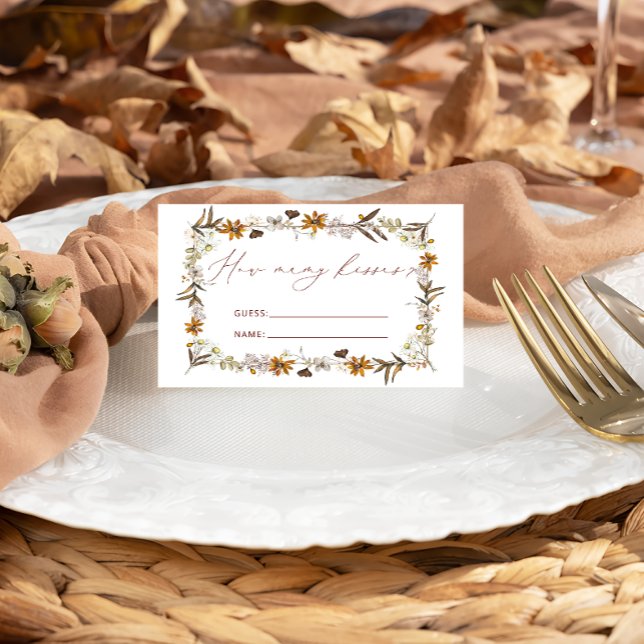 Fall Wildflower Guess How Many Kisses Bridal Game Enclosure Card (Creator Uploaded)