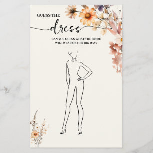 Fall Wildflower Guess the Dress Shower Game Card