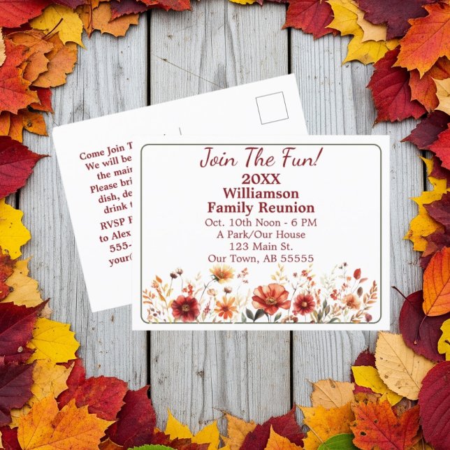 Fall Wildflower Join The Family Reunion Postcard (Creator Uploaded)