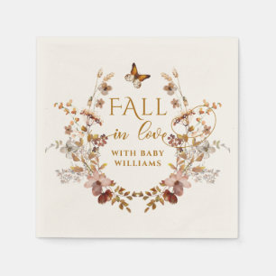 Fall Wildflower Minimalist Elegant Baby Shower  Napkin