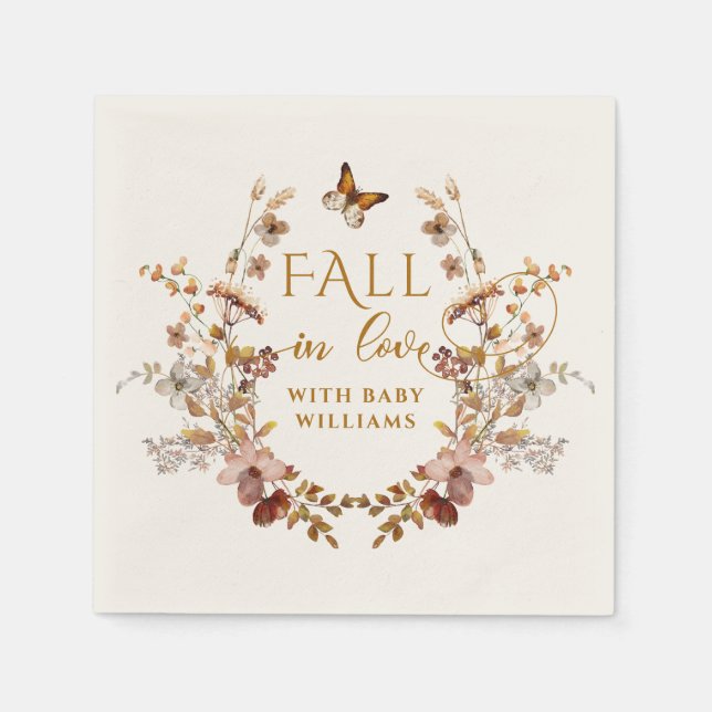 Fall Wildflower Minimalist Elegant Baby Shower  Napkin (Front)