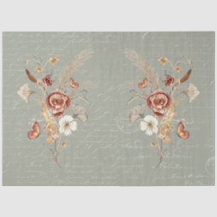 Fall Wildflower Pampas Grass Sage Green Decoupage Tissue Paper