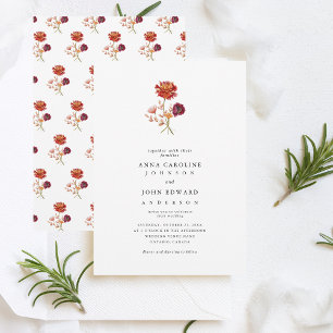 Fall Wildflower Plain Simple Floral Autumn Wedding Invitation