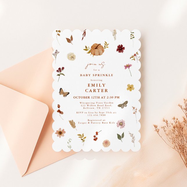 Fall Wildflower Pumpkin Baby Sprinkle Invitation (Creator Uploaded)