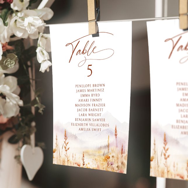 Fall Wildflower table number seating chart (Fall Wildflower table number seating chart)