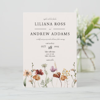 Fall Wildflower Watercolor Wedding Invitation
