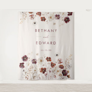 Fall Wildflower Wedding Backdrop Tapestry