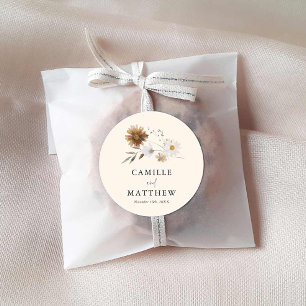 Fall Wildflower Wedding Classic Round Sticker