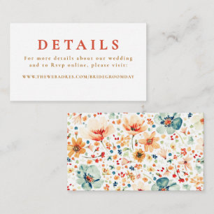 Fall Wildflower Wedding Details Enclosure Card