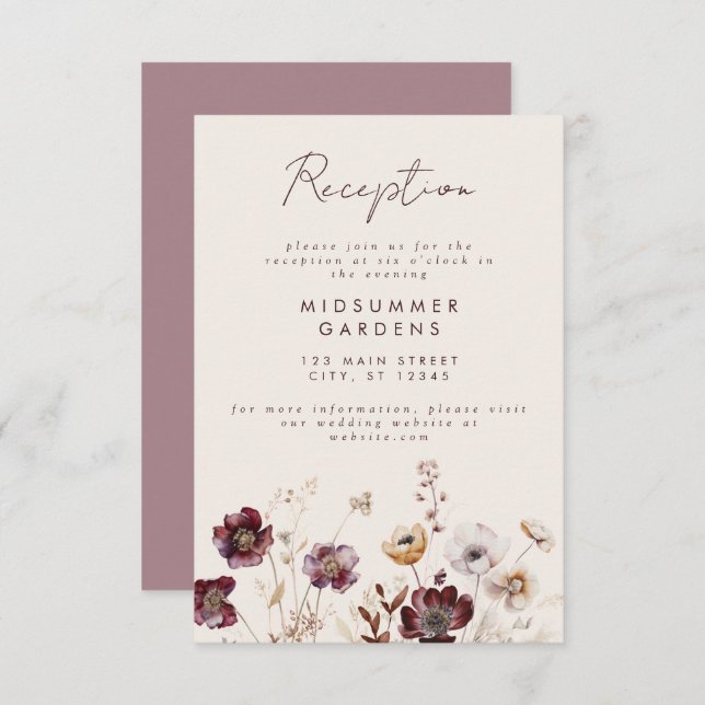 Fall Wildflower Wedding Reception Enclosure Card (Front/Back)
