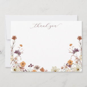 Fall Wildflowers Baby Shower Flat Thank You Card