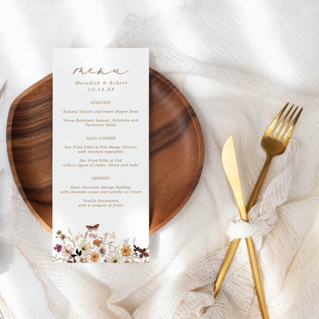 Fall Wildflowers Border Wedding Menu (Creator Uploaded)