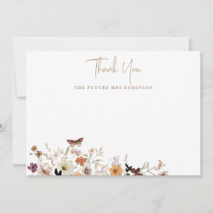 Fall Wildflowers Bridal Shower Flat Thank You Card
