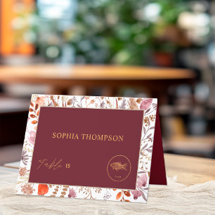 Fall Wildflowers Fish Meal Choice Guest Name Card