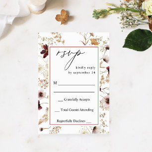 Fall Wildflowers Floral no Meal RSVP 2 Card