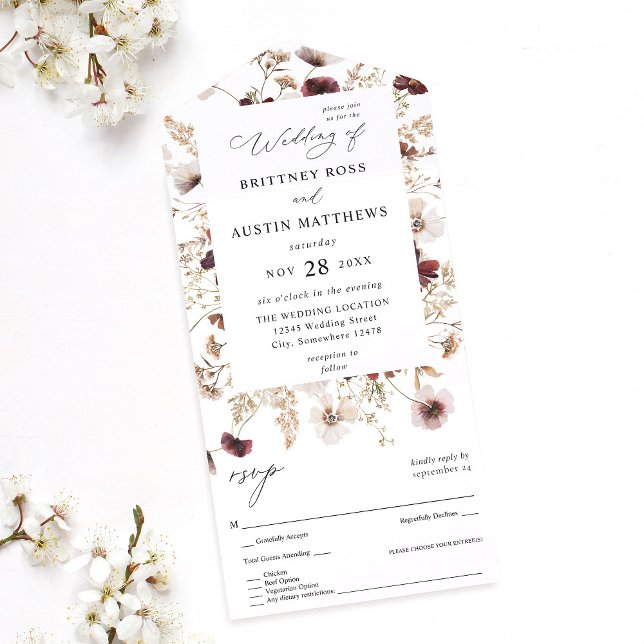Fall Wildflowers Floral Wedding All In One Invitation (Creator Uploaded)