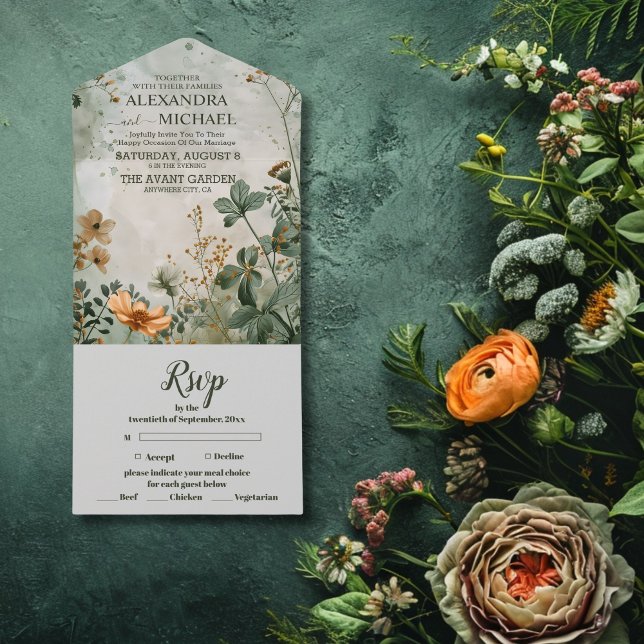 Fall Wildflowers Floral Wedding All In One Invitation (Creator Uploaded)