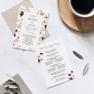 Fall Wildflowers Floral Wedding Ceremony Program Invitation