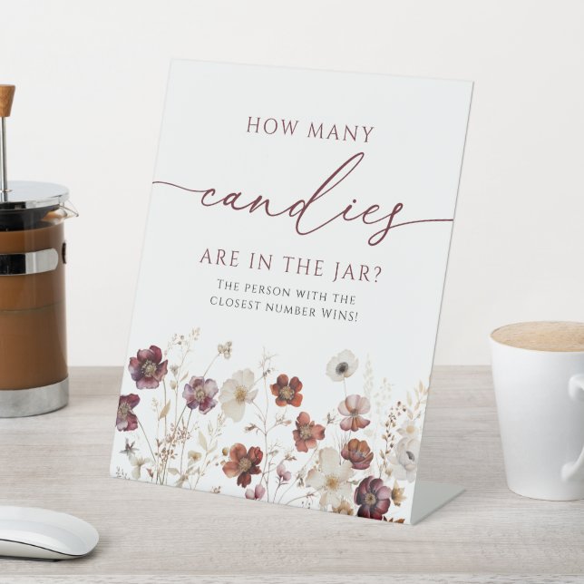 Fall Wildflowers How Many Candies Are In The Jar  Pedestal Sign (In SItu)