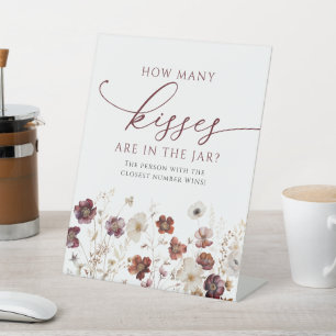 Fall Wildflowers How Many Kisses Are In The Jar  Pedestal Sign